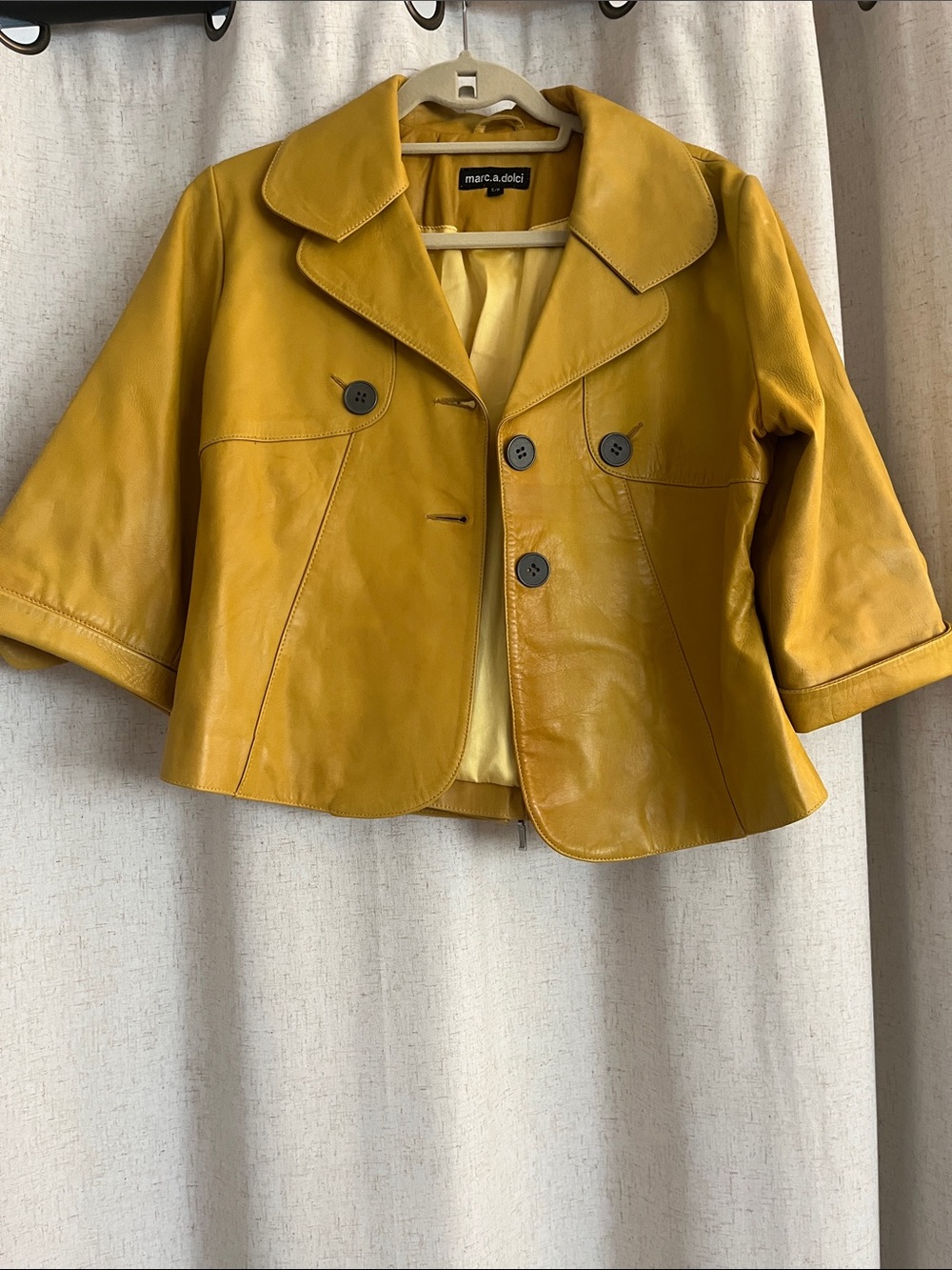MARC A DOLCI yellow leather jacket size s
